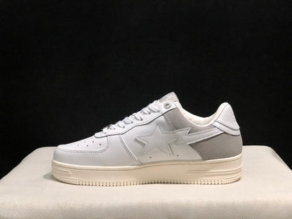 BAPE STA Low - Patent Leather Gray and White