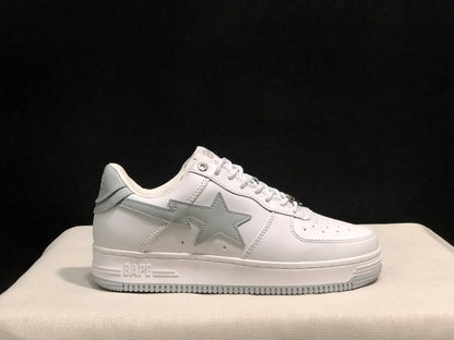 BAPE STA - Patent Leather White with Gray Star