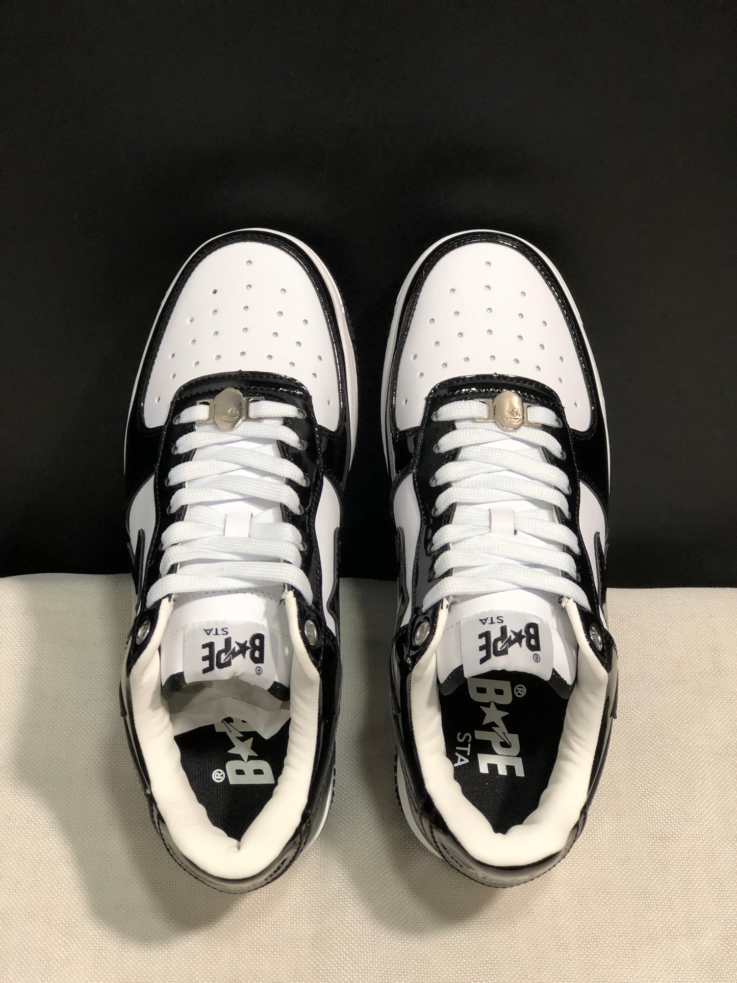 BAPE STA Low - Black and White Patent Leather