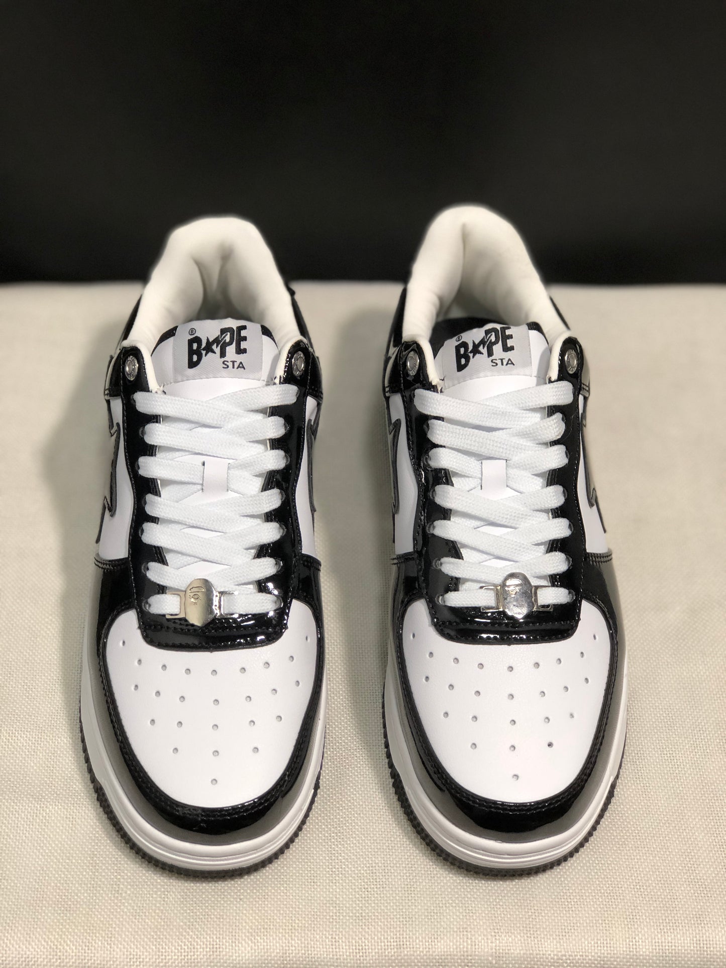 BAPE STA Low - Black and White Patent Leather